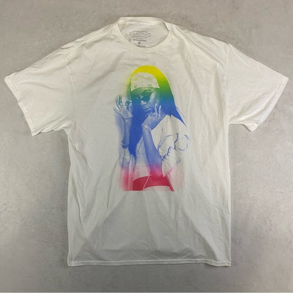 Vintage Aaliyah White T-Shirt Size XL Ripple Junction Rap Music Tee Graphic - Picture 1 of 7